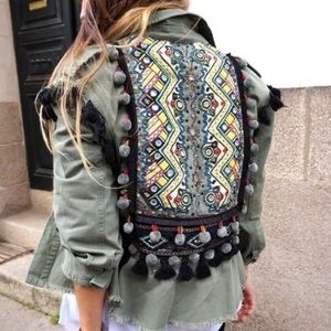 ZARA embellished cargo jacket